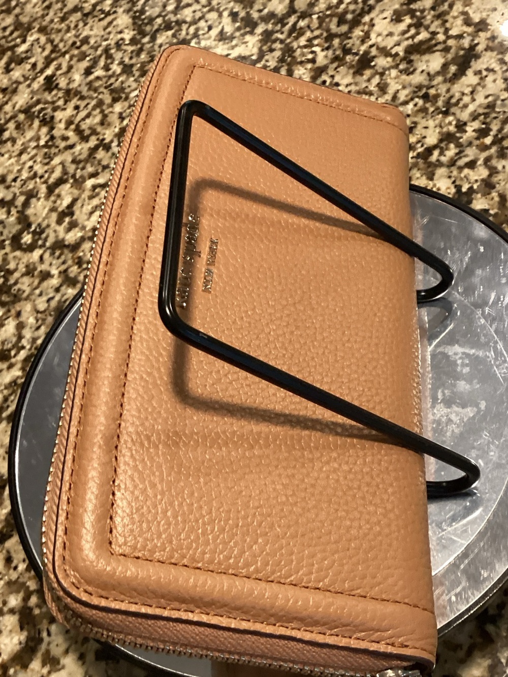 kate spade Pebbled Leather Zip Wallet — Light Brown. EUC - Picture 6 of 6